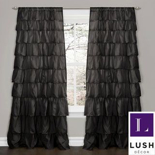 Lush Decor Black 84 inch Ruffle Curtain Panel