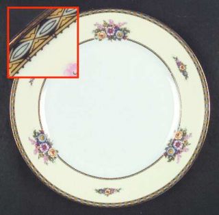 Noritake Juanita Dinner Plate, Fine China Dinnerware   Yellow/Blue Border,Floral