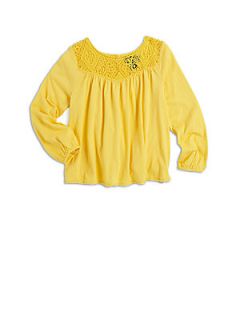 Ralph Lauren Toddlers & Little Girls Lace Blouson Top   Yellow