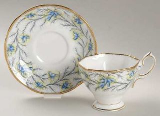 Royal Albert Heather Bell Footed Cup & Saucer Set, Fine China Dinnerware   Gray