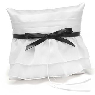 Hortense B. Hewitt Peplum Ring Pillow (White and blackDimensions 8 inches long x 8 inches wide x 4 inches high )