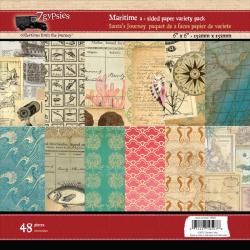 Maritime Double sided Paper Pad 6 X6 48/sheets  6 Designs/8 Each