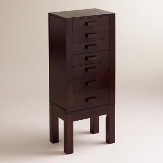 Dark Mahogany Chase Jewelry Armoire with Charging Station   World Market