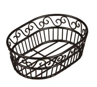 American Metalcraft Oval Bread Basket w/ Scroll Design, Wrought Iron/Black
