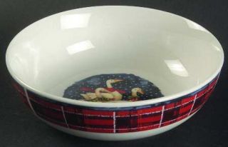 Gibson Designs Snow Geese (Plaid Rim) Soup/Cereal Bowl, Fine China Dinnerware  