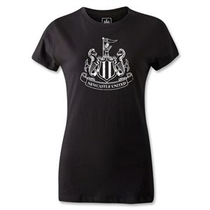hidden Newcastle United Distressed Crest Womens T Shirt (Black)