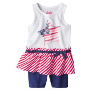 Circo Infant Toddler Girls Star Peplum Tank and Bike Short Set   White/Navy 12