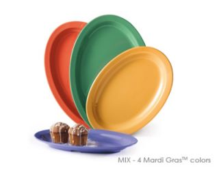 GET Oval Supermel Platter, 11.75 x 8.25 in, Mix Pack Mardi Gras Colors