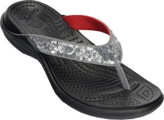 Womens Crocs Capri Sequin   Silver/Black Casual Shoes