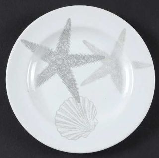 222 Fifth (PTS) Coastal Life Silver Salad Plate, Fine China Dinnerware   Silver