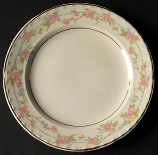 Crooksville Cro19 Bread & Butter Plate, Fine China Dinnerware   Pink & Blue Flow