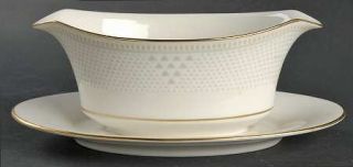Noritake Variation In Gold Gravy Boat with Attached Underplate, Fine China Dinne