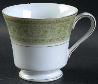 Mikasa Della Robbia Footed Cup, Fine China Dinnerware   Green Geometric Design O