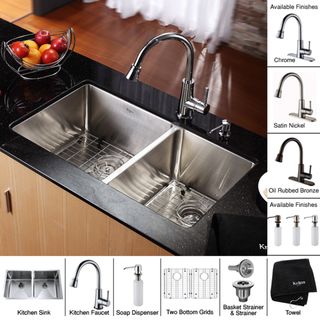 Kraus Kitchen Combo Set Stainless Steel Large Undermount Sink With Faucet