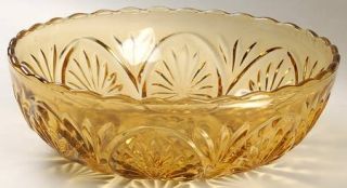 Anchor Hocking Medallion Yellow Large Dessert Bowl   Amber,Star & Cameo Design