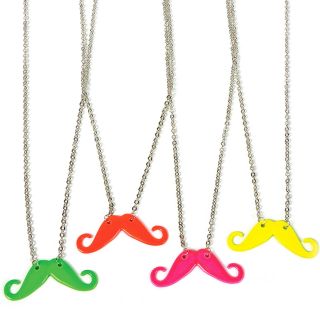 Neon Moustache Necklace