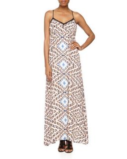 Abstract Print Crepe Flowy Maxi Dress, Orangesicle