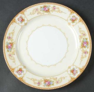 Noritake Allure Luncheon Plate, Fine China Dinnerware   Tan/Yellow Border,Floral