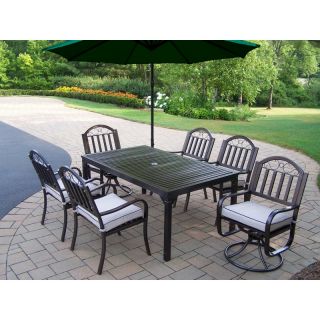 Oakland Living Rochester 67 x 40 in. Patio Dining Set with 2 Swivel Chairs and