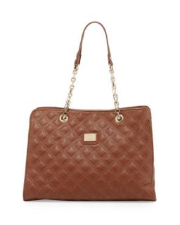 Lucile Quilted Faux Leather Shoulder Bag, Brown