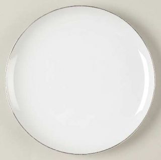 Sango Silver Snow Salad Plate, Fine China Dinnerware   White W/Platinum    Trim