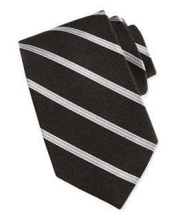 Striped Silk Tie, Black/White