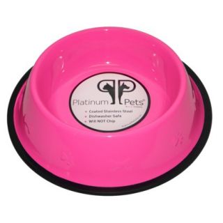 Platinum Pets Stainless Steel Embossed Non Tip Dog Bowl   Pink (1 Cup)