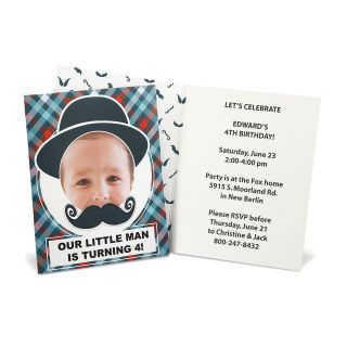 Little Man Mustache Personalized Invitations