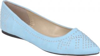 Womens Journee Collection Studded Pointed Toe Ballet Flats   Blue Ornamented Sh