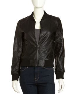 Quilted Faux Leather Jacket, Black