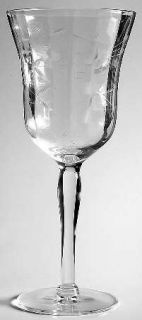 Unknown Crystal Unk7345 Water Goblet   Clear,Cut Flowers&Leaves,Optic