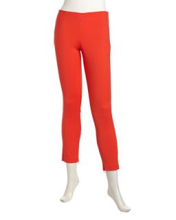 Selene Side Zip Sateen Pants, Mandarin Red