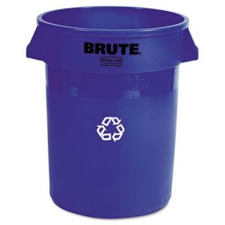 Rubbermaid Brute Recycling Container, Round, Plastic, 32 Gal, Blue
