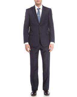 Textured Wool Twill Modern Fit Suit, Navy