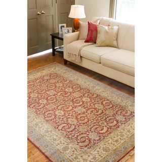 Hand knotted Treasures Cinnamon Wool Rug (86 X 116)