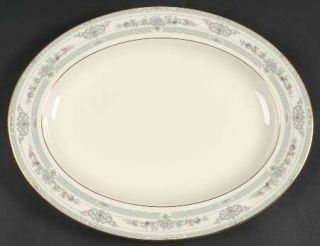 Minton Beaumont 13 Oval Serving Platter, Fine China Dinnerware   Blue Floral &