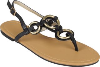 Womens Journee Collection Slingback T strap Sandals   Black Casual Shoes