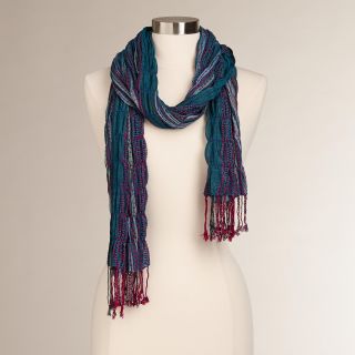 Teal and Fuchsia Woven Scarf   World Market