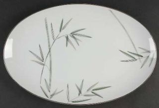 Noritake Bambina 16 Oval Serving Platter, Fine China Dinnerware   Green & Gray