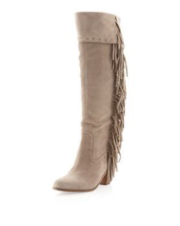 Louella Suede Fringe Boot, Putty