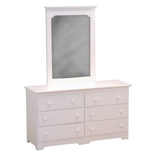 Atlantic Furniture Inc Windsor 6 Drawer Dresser with Portrait Mirror   White  