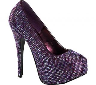 Womens Bordello Teeze 06R   Purple Satin/Iridescent Rhinestones High Heels