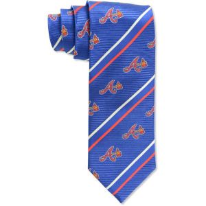 Atlanta Braves Eagles Wings Necktie Cambridge Stripe Woven Silk