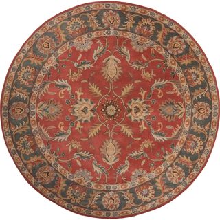 Hand tufted Pomezia Rust Traditional Border Wool Rug (4 Round)
