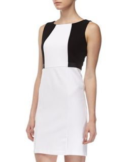 Colorblocked Sleeveless Dress, Black/White