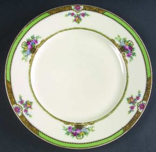 Black Knight Maytime Dinner Plate, Fine China Dinnerware   Green/Tan Border,Frui