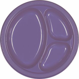New Purple Plastic Divided Banquet Dinner Plates