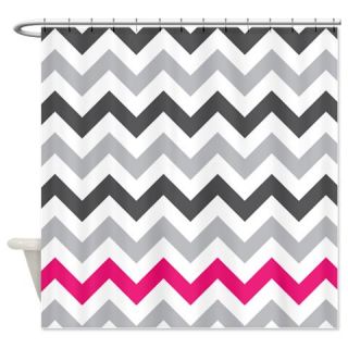  Grey Zig Zag with Hot Pink Shower Curtain  Use code FREECART at Checkout