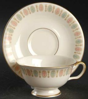 Castleton (USA) Lavalliere Footed Cup & Saucer Set, Fine China Dinnerware   Gold