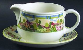 Johnson Brothers Meadow Brook Gravy Boat & Underplate (Relish), Fine China Dinne